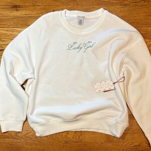 Better/together White Sweatshirt with Green Embroidery